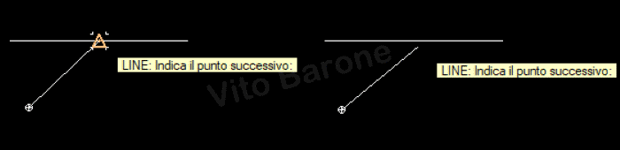 confronto tra osnap attivato e disattivato