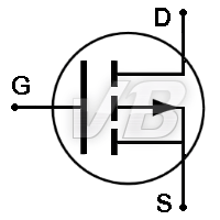 simbolo transistor MOS a canale P a riempimento